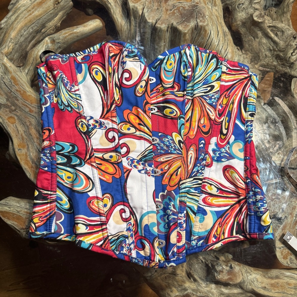 Retro Paisley Multicolor Corset